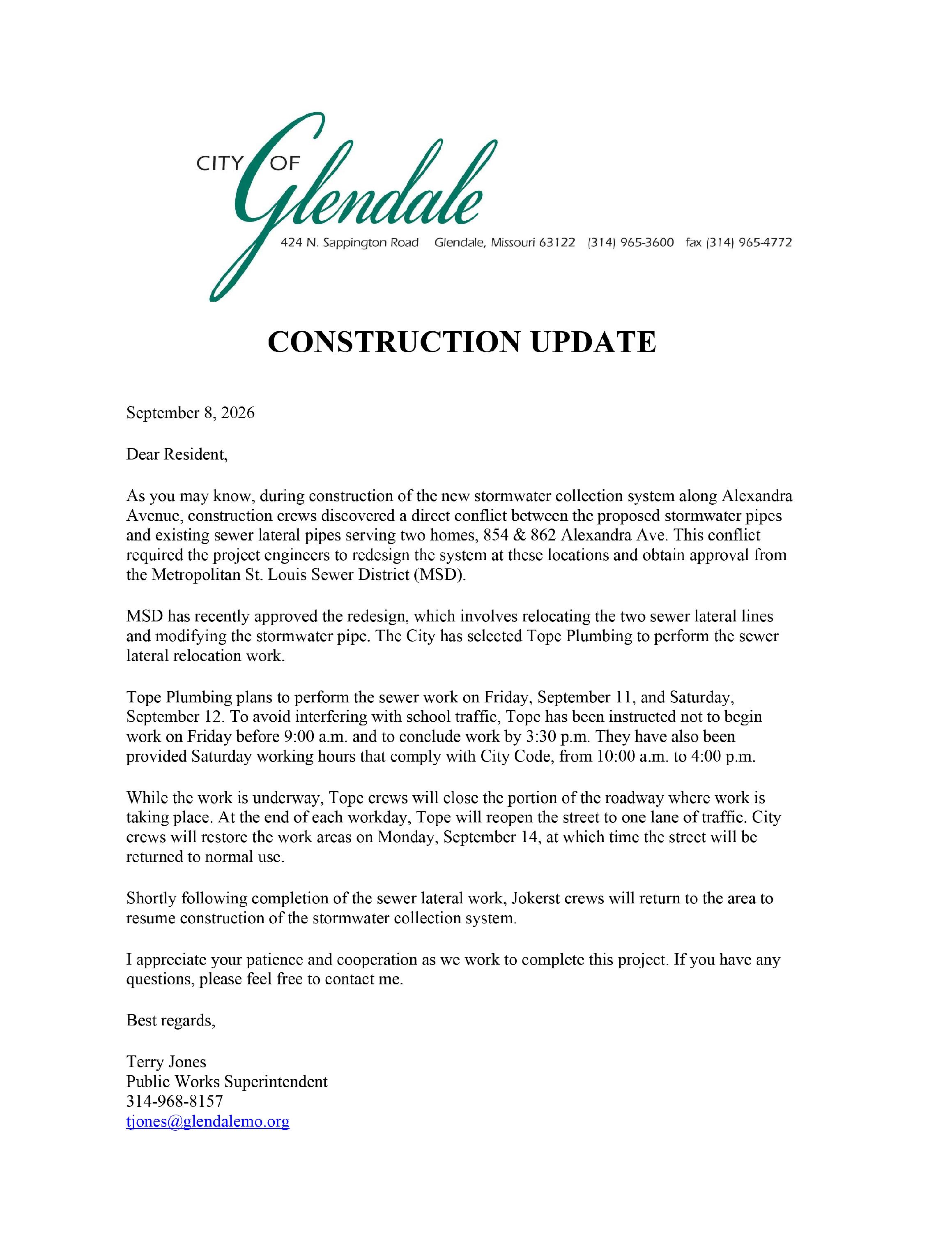 Alexandra Ave - Construction Update - Sept 9_ 2026